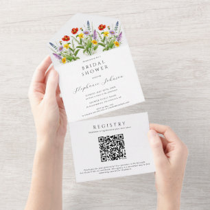 Boho Colorful Meadow Wild Blume Brautparty All In One Einladung