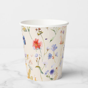 Boho Colorful Wasserfarbe Wilde Blume Pappbecher