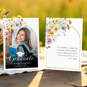 Boho Colorful Wildblume Foto Abschluss Ankündigung