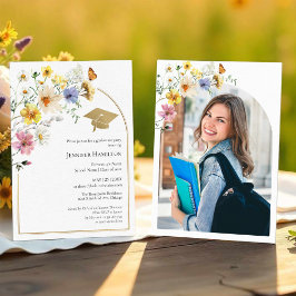 Boho Colorful Wildblume Graduation Party Foto Einladung