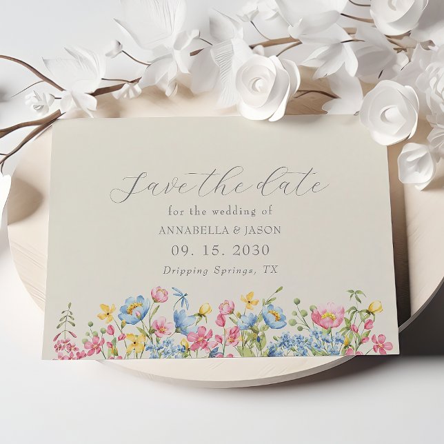 Boho Colorful Wildblume Save the Date für Hochzeit (Von Creator hochgeladen)