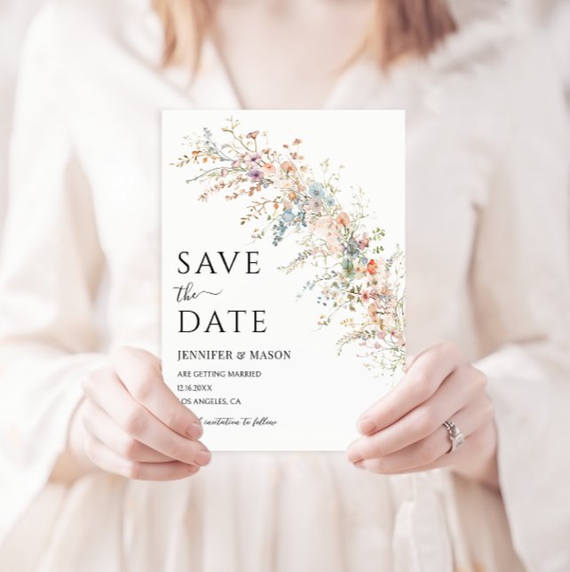 Boho Colorful Wildblume Spring Save the Date Einladung (Von Creator hochgeladen)
