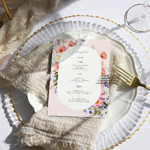Boho Colorful Wildblume Wedding Menu Menükarte
