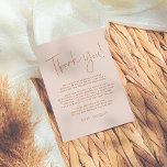 Boho Colors Brunch & Bubbly Brautparty Dankeskarte<br><div class="desc">Eine schlichte und moderne Dankkarte, die zu unserer Boho Colors Brunch & Bubbly Brautparty Kollektion passt. Dieses Design zeigt "Danke" in der Schrift handschriftlich mit dem Namen der Braut, die unten in schicken Hauptstädte im Freien steht. Es gibt eine maßgeschneiderte Dankesbotschaft, um Freunden und Familie Ihre Dankbarkeit auszudrücken. Die Rückseite...</div>