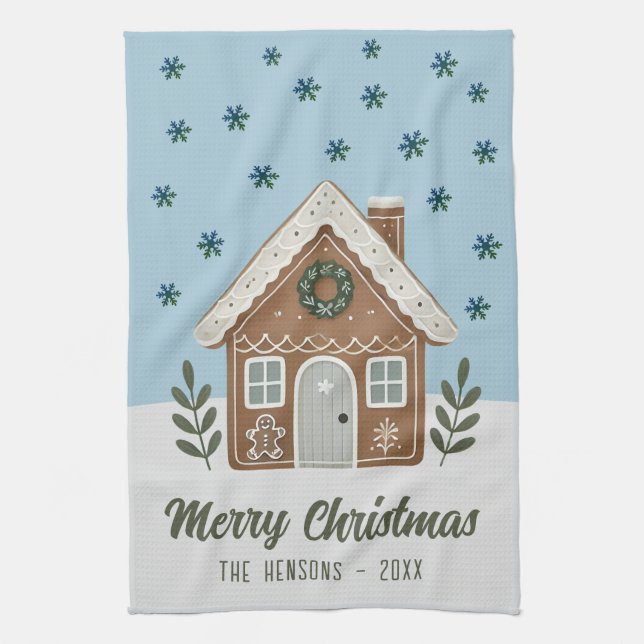 Boho Cookie House Snowflakes Familie Geschirrtuch (Vertikal)