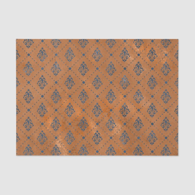 Boho Copper Blue Graphic Art Deco Seidenpapier (Vorderseite)