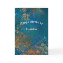 Boho Copper Blue Grunge Geburtstag
