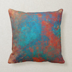 Boho Copper Blue Orange Red Grunge Kissen