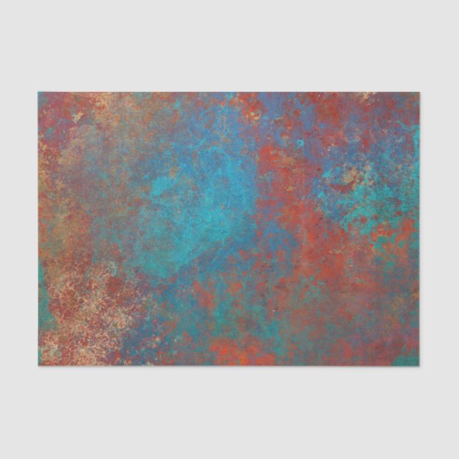 Boho Copper Blue Orange Red Grunge Seidenpapier (Vorderseite)