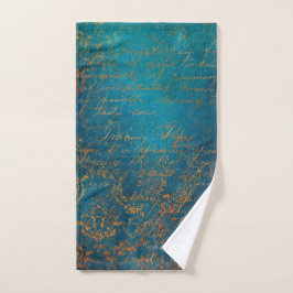 Boho Copper Blue Script Handwriting Grunge Handtuch