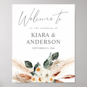 Boho Copper Pampas Beige Begrüßungszeichen Poster