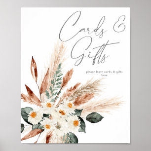 Boho Copper Pampas Beige Blumenkarten & Geschenksi Poster