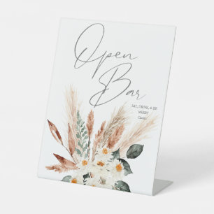Boho Copper Pampas & Beige Floral Open Bar Sockelschild