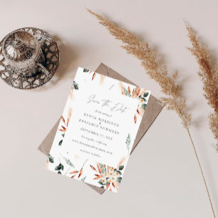Boho Copper & Pampas & Floral Save the Date Einladung