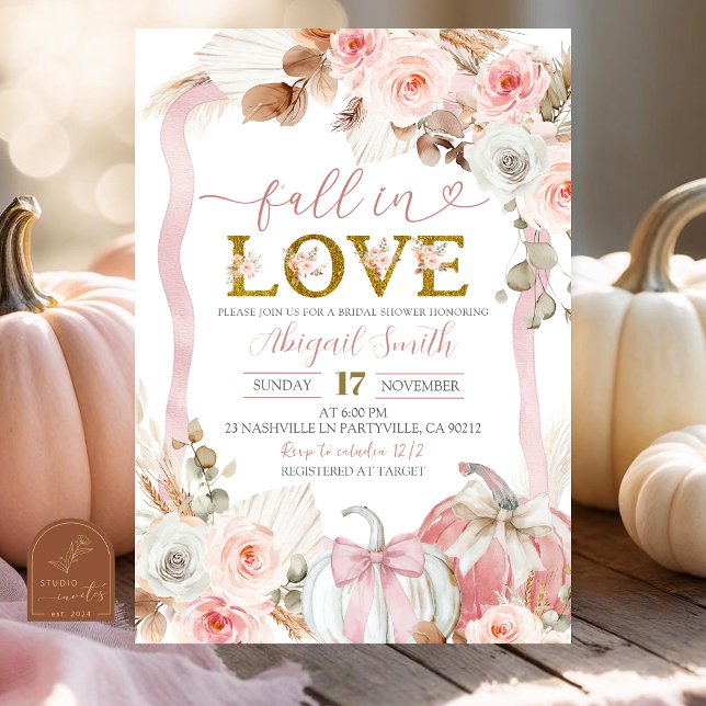 Boho Coquette Pink Pumpkin Brautparty Einladung (Von Creator hochgeladen)