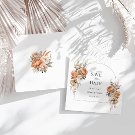 Boho Coral und Peach Dry Floral Arch Save the Date Einladung