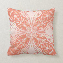 Boho Coral und White Mandala Throw Kissen