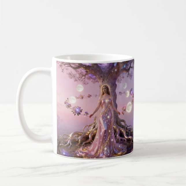 Boho Cosmic Bloom Pink CoffeeCups Women Ethereal Kaffeetasse (Links)