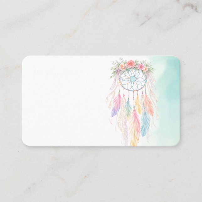 Boho Cottage Shabby Chic Feathers Business Card Visitenkarte (Vorderseite)