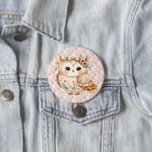 Boho Cottagecore-Eule Floral Farmcore-Charm Button