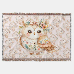 Boho-Cottagecore-Eule-Floral-Farmcore-Charm Decke