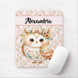 Boho-Cottagecore-Eule-Floral-Farmcore-Charm Mousepad