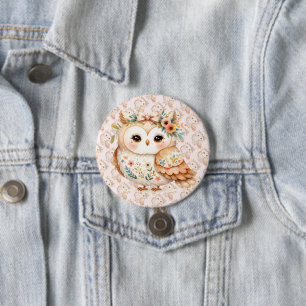 Boho Cottagecore Eule Floral Farmcore Charme Button