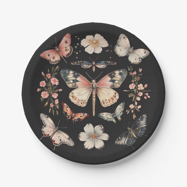 Boho Cottagecore Monarch Butterfly Pappteller (Vorderseite)
