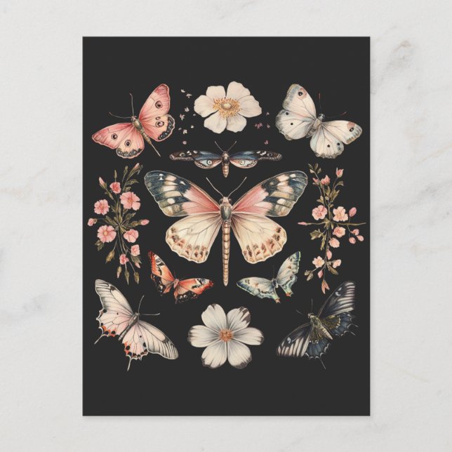 Boho Cottagecore Monarch Butterfly Postkarte (Vorderseite)