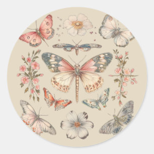 Boho Cottagecore Monarch Butterfly Runder Aufkleber