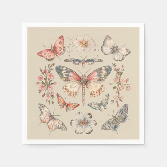 Boho Cottagecore Monarch Butterfly Serviette (Vorderseite)