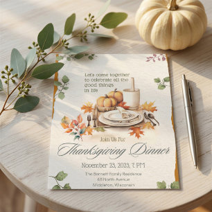 Boho Cottagecore Wasserfarben-Kürbis Thanksgiving Einladung