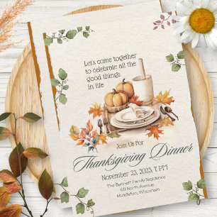Boho Cottagecore Wasserfarben-Kürbis Thanksgiving- Einladung