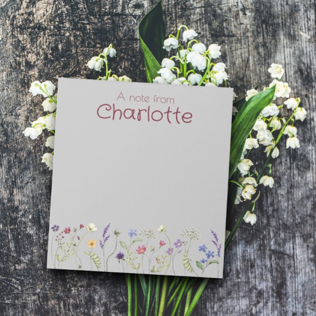 Boho Country Floral daisy Aquarellfarbe graue Note Notizblock (Von Creator hochgeladen)