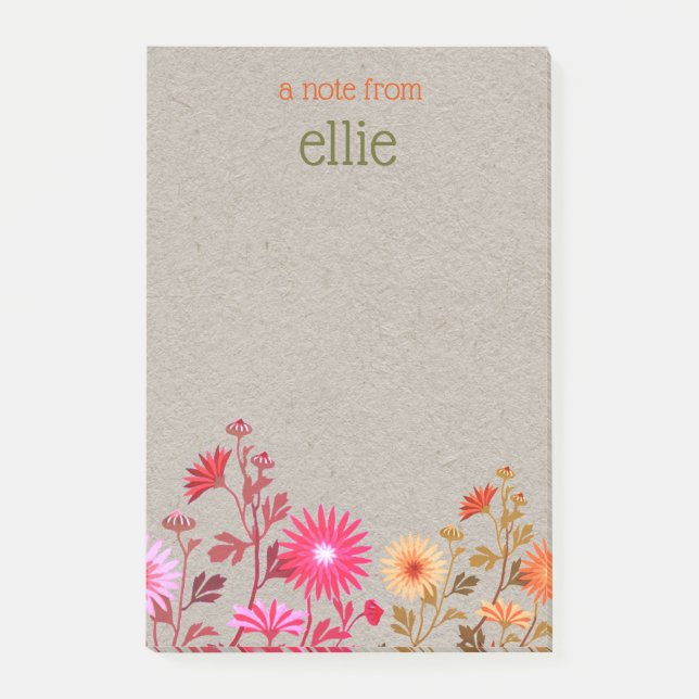 Boho Country Floral Kraft Notepad Post-it Klebezettel (Vorderseite)