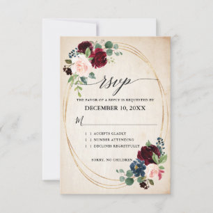 Boho Country Wedding R RSVP Karte