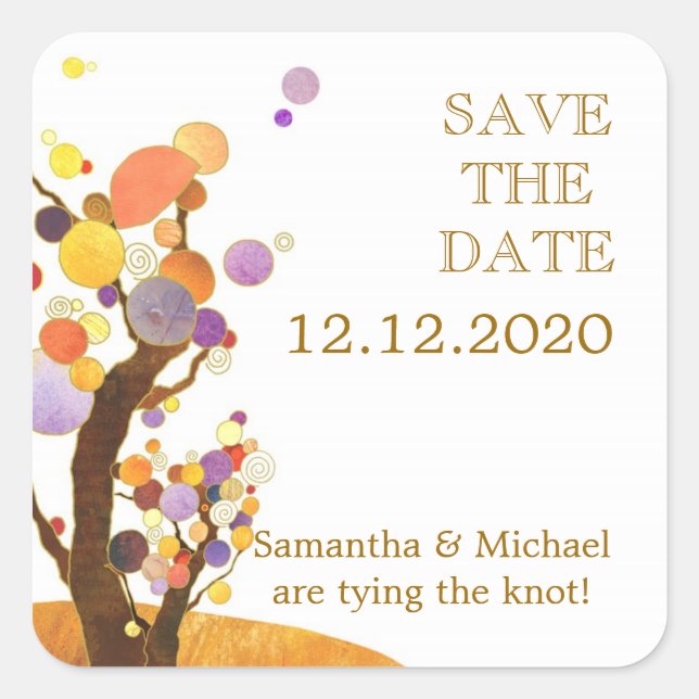 Boho Country Wedding Save the Date Quadratischer Aufkleber (Vorderseite)