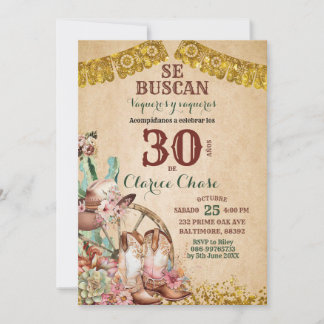 Boho Country Western Floral Cowboy Birthday Einladung