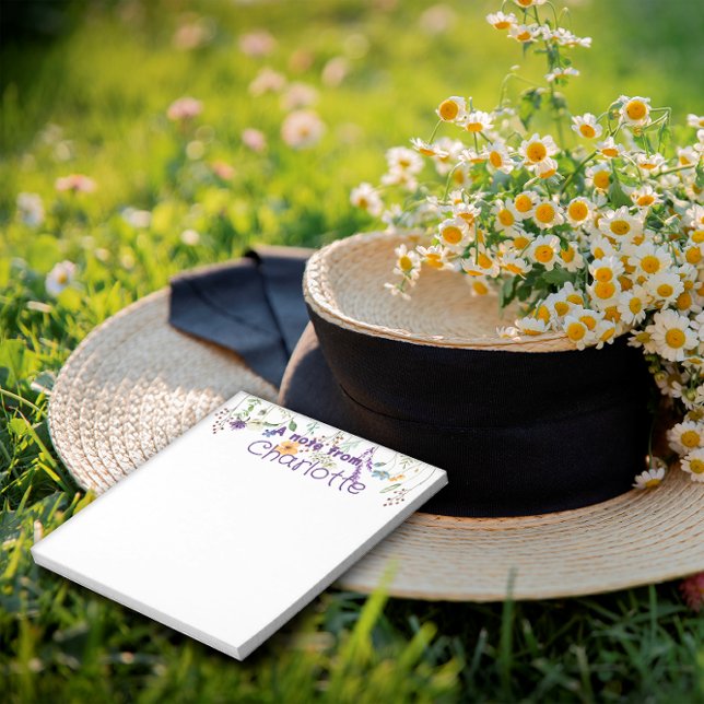 Boho Country Wildblume Aquarell lila Notepad Notizblock (Von Creator hochgeladen)