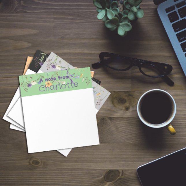 Boho Country Wildblume Aquarellfarbe, grün Notepad Notizblock (Von Creator hochgeladen)