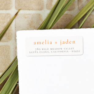 Boho Couple Names Orange & White Rücksendeadresse