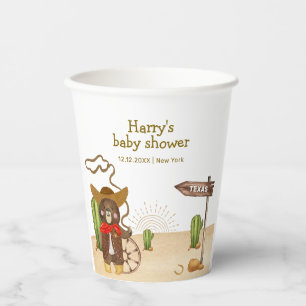 Boho Cowboy Bear Western Rodeo Cactus Baby Shower Pappbecher