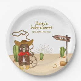 Boho Cowboy Bear Western Rodeo Cactus Baby Shower Pappteller