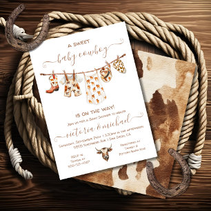 Boho Cowboy Clothesline Babydusche Einladung