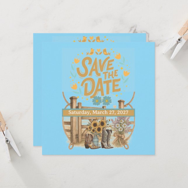 Boho Cowboy Save the Date (Vorderseite/Rückseite Beispiel)