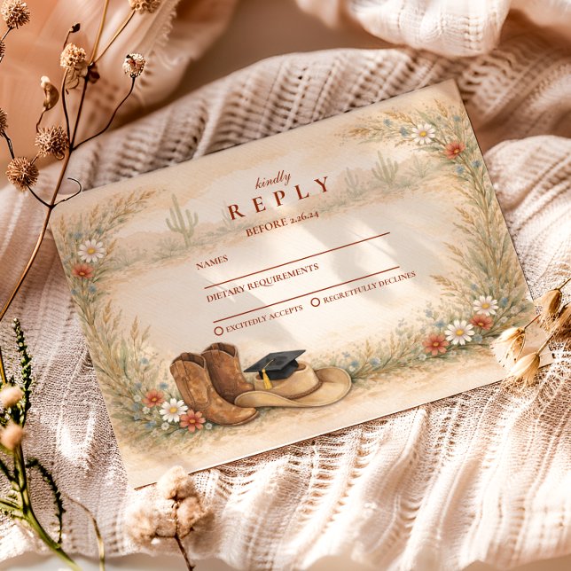 Boho-Cowgirl-Abschlussfeier RSVP Karte (Von Creator hochgeladen)
