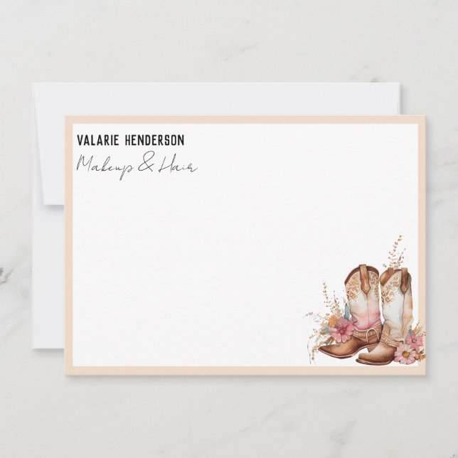 Boho Cowgirl Boost Business Note Card Mitteilungskarte (Vorderseite)