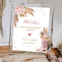 Boho Cowgirl Boot Pampas Grass Rose Willkommen Poster