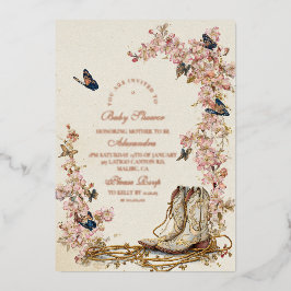 Boho Cowgirl Boots Baby Shower Folieneinladung