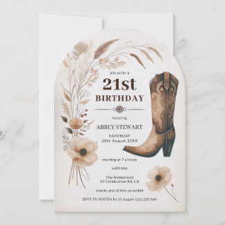 Boho-Cowgirl-Einladung zum 21. Geburtstag Western Einladung